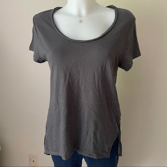 ANTHROPOLOGIE DOLAN SCOOP‎ NECK BABY DOLL TOP HI LOW HEMS SHEER BACK SZ small - Picture 1 of 7